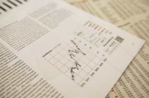 Daily newspaper economy stock market chart.